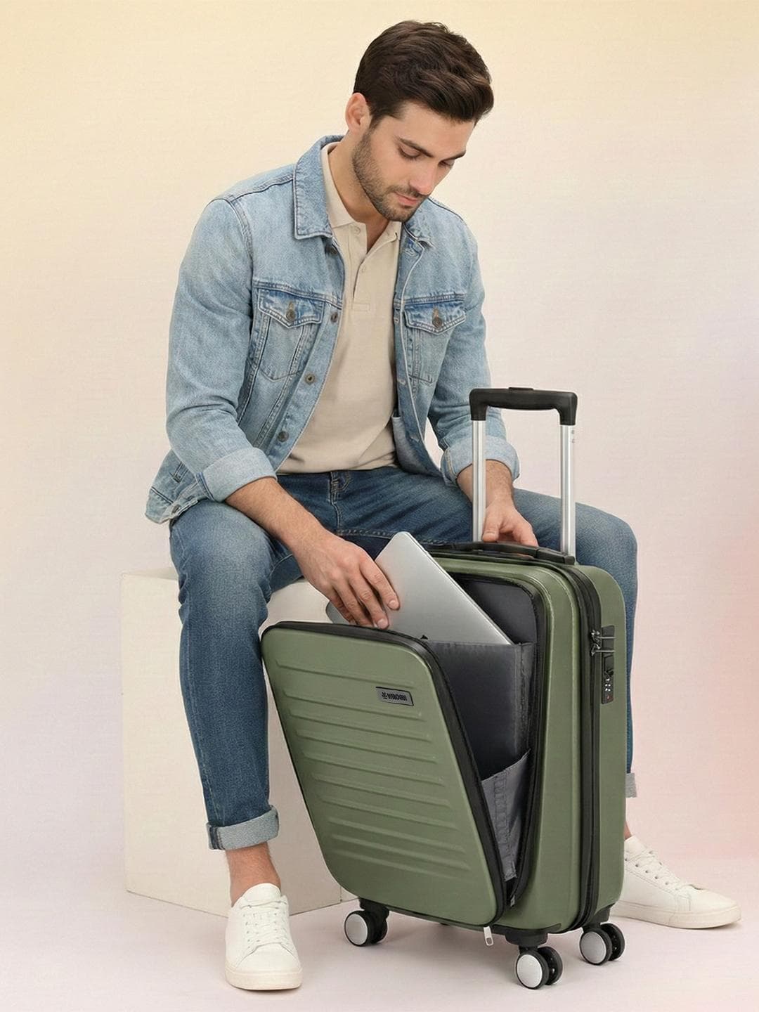 WROGN Kangaroo Laptop Hard 8 Wheel Cabin Trolley Suitcase - 20 Inch - 38L