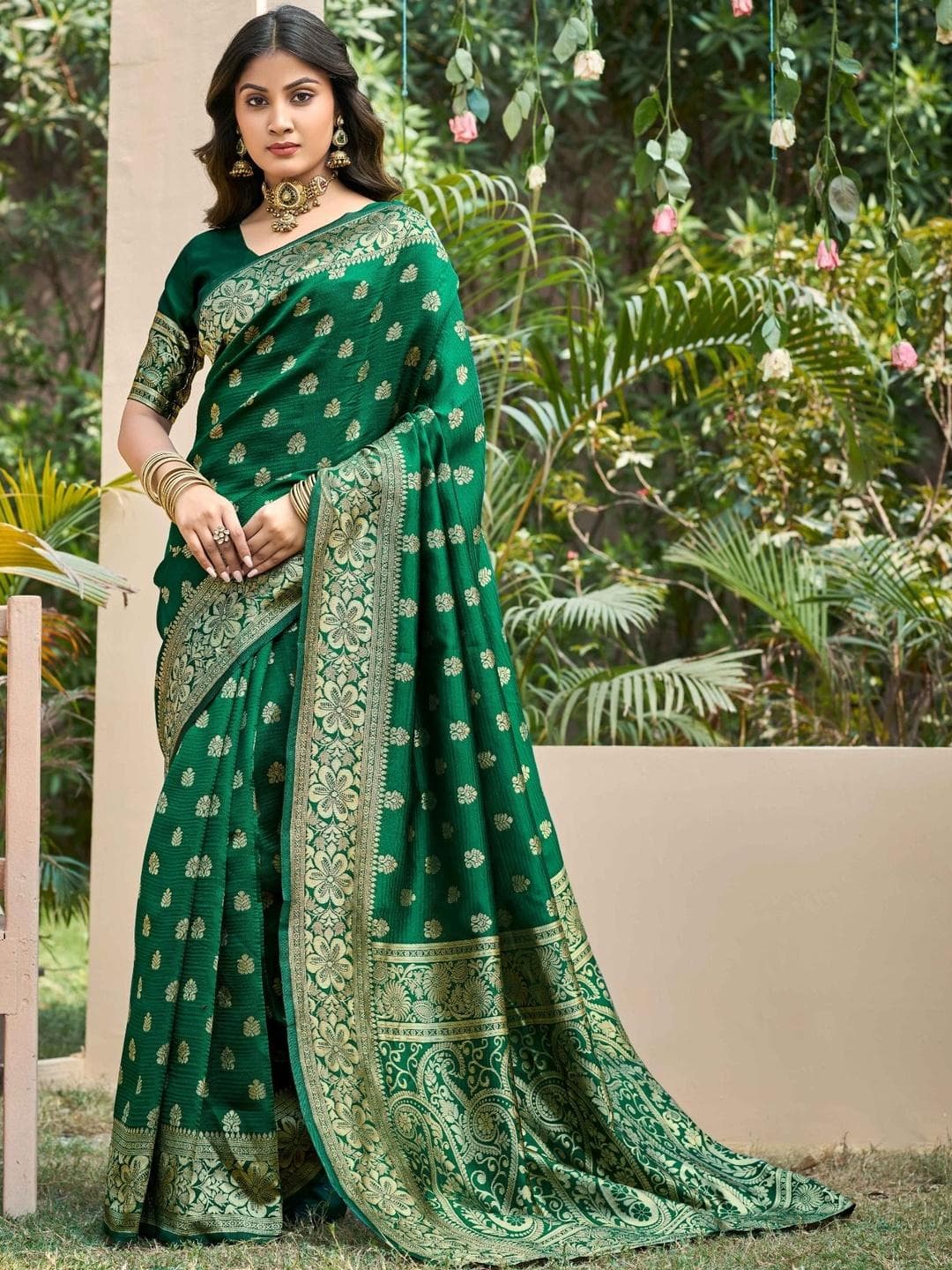 SZN Ethnic Motifs Zari Silk Blend Heavy Work Banarasi Saree