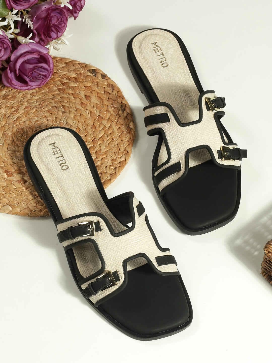 Metro Colourblocked Sandals with Buckles