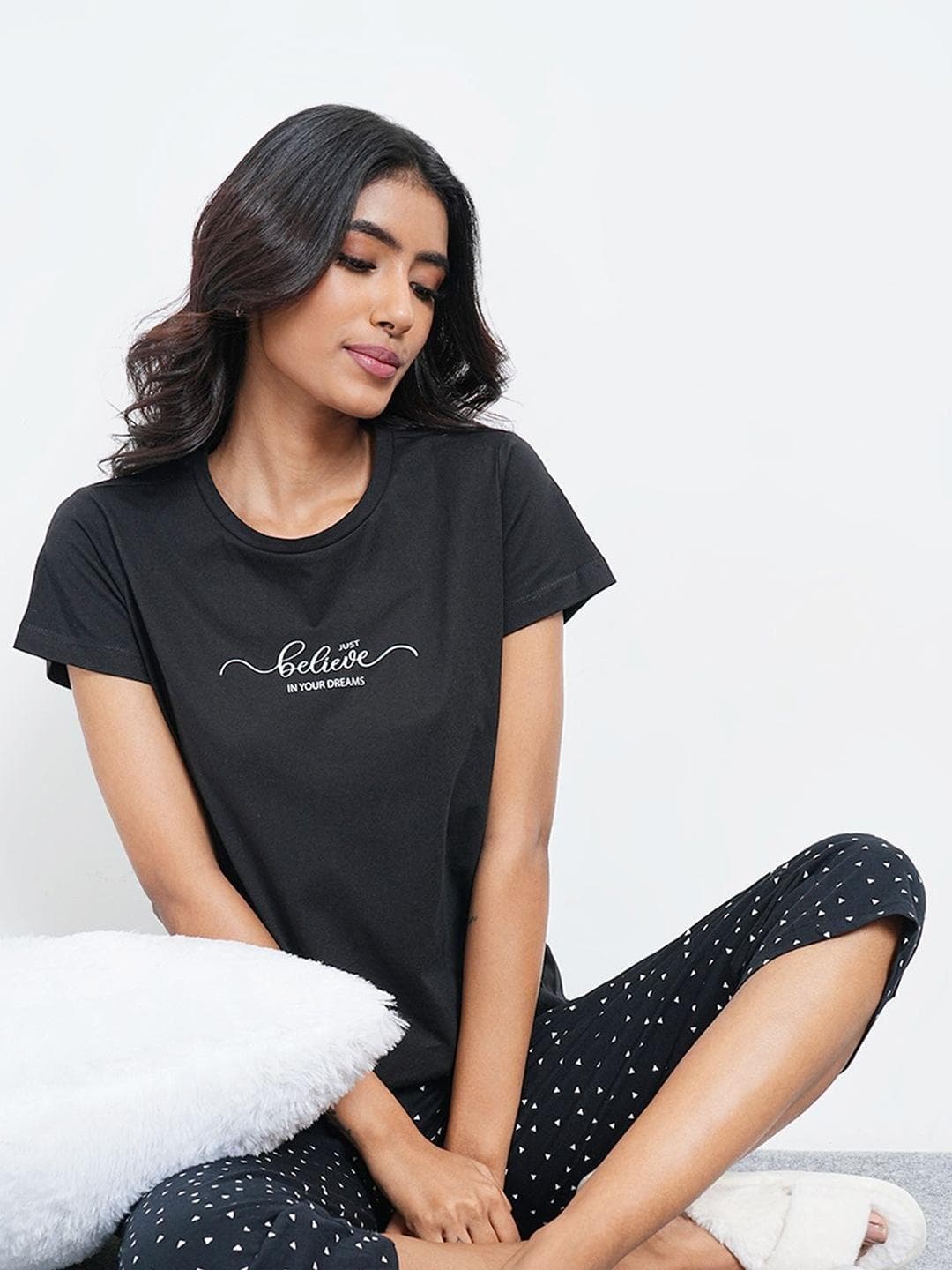 Buy Dreamz By Pantaloons Printed Pure Cotton Lounge Tshirts - - Apparel for Women