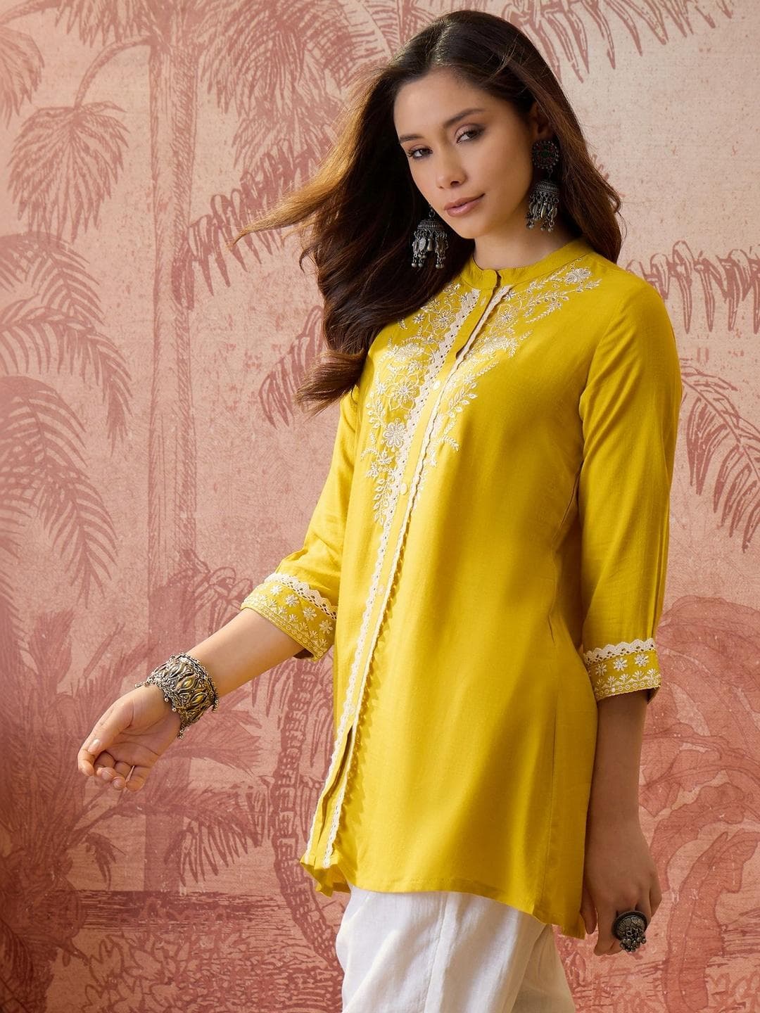 Sangria Floral Embroidered Kurti