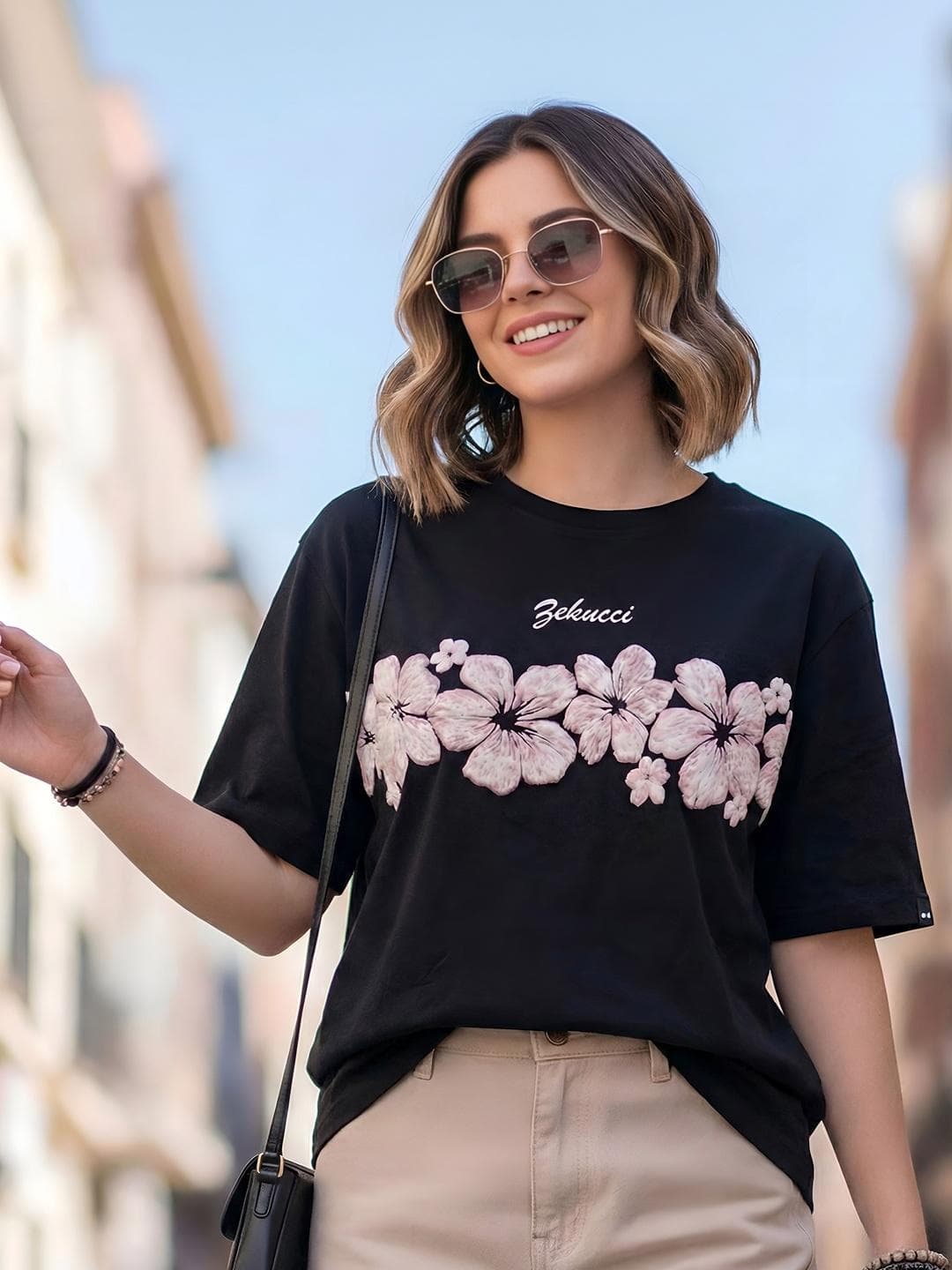 PTVIZE Women Floral Printed T-shirt