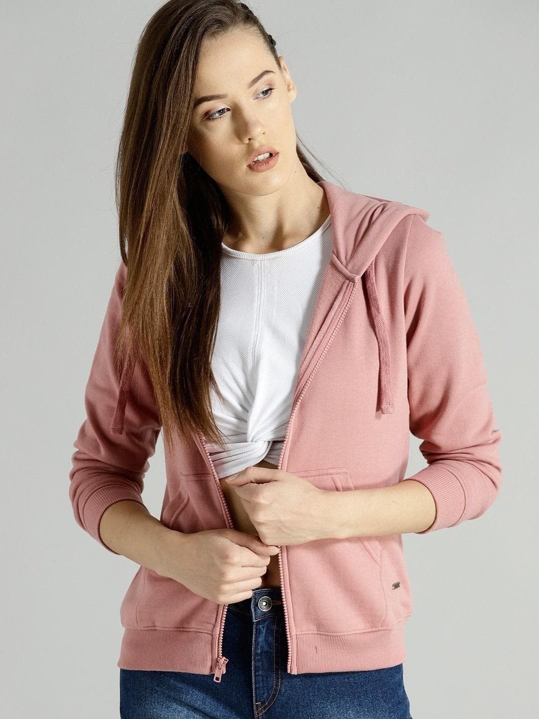 The Roadster Lifestyle Co Fleece Hood Regular Front-Open Sweatshirts