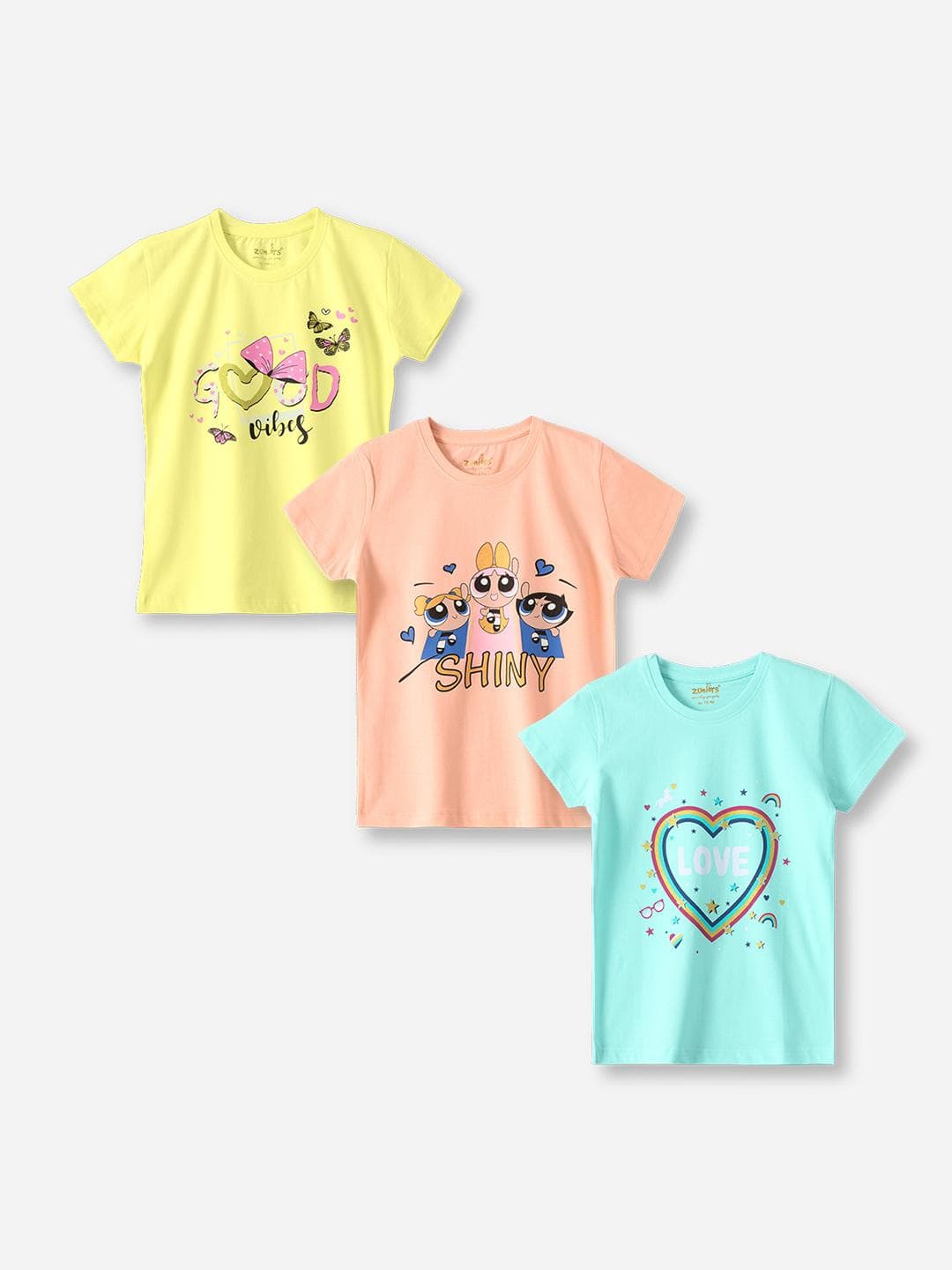 ZUNIORS SSC Girls Multi Cotton Tshirts