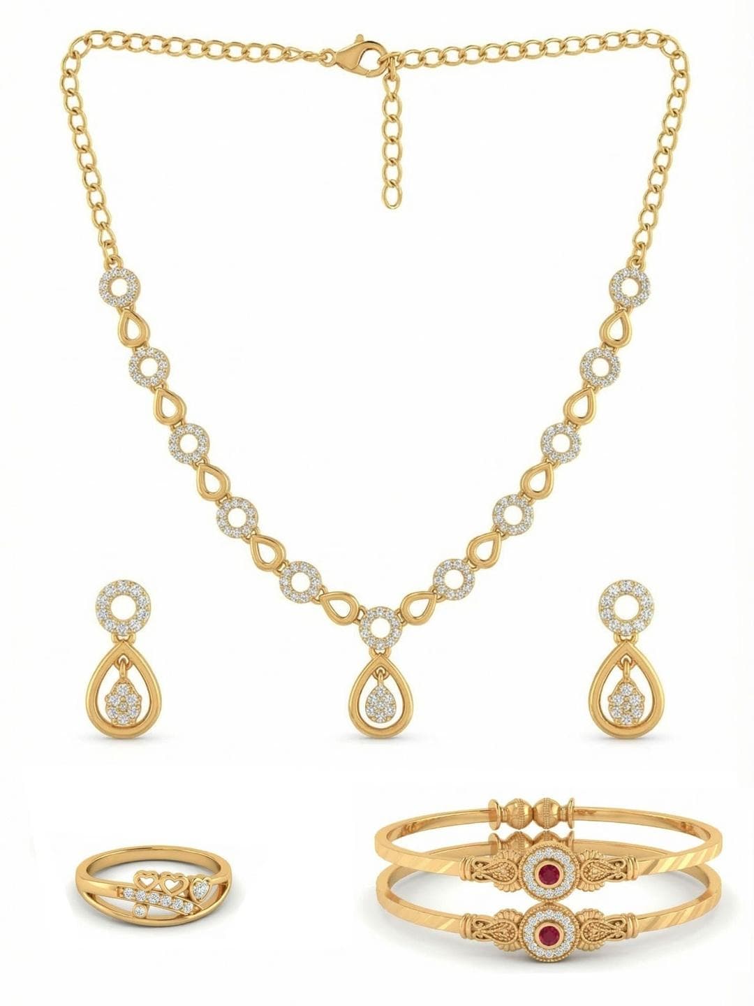 Buy Sangria American Diamond Stone Studded Jewellery Set - - Accessories for Women