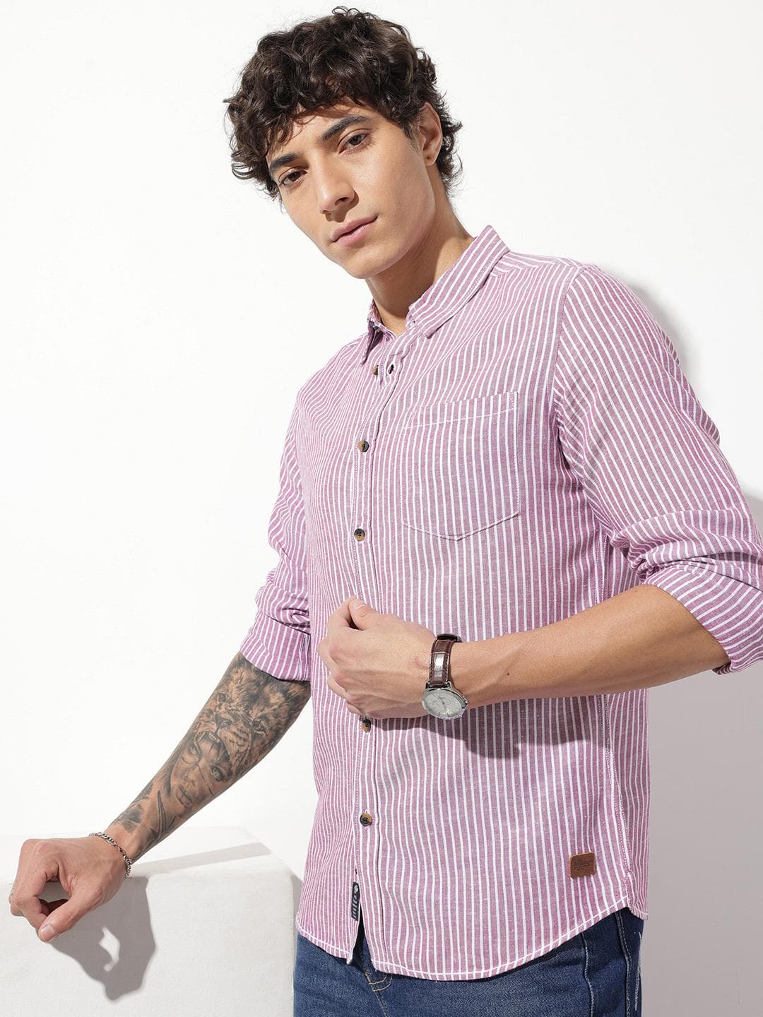 The Roadster Life Co. Vertical Striped Casual Shirt