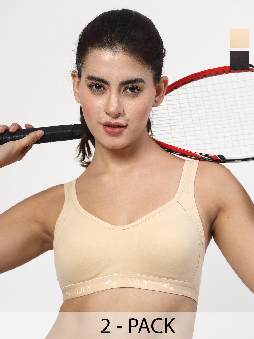 LILY Strops555 Pack of 2 Non Padded Seamless Non Padded Sports Bra