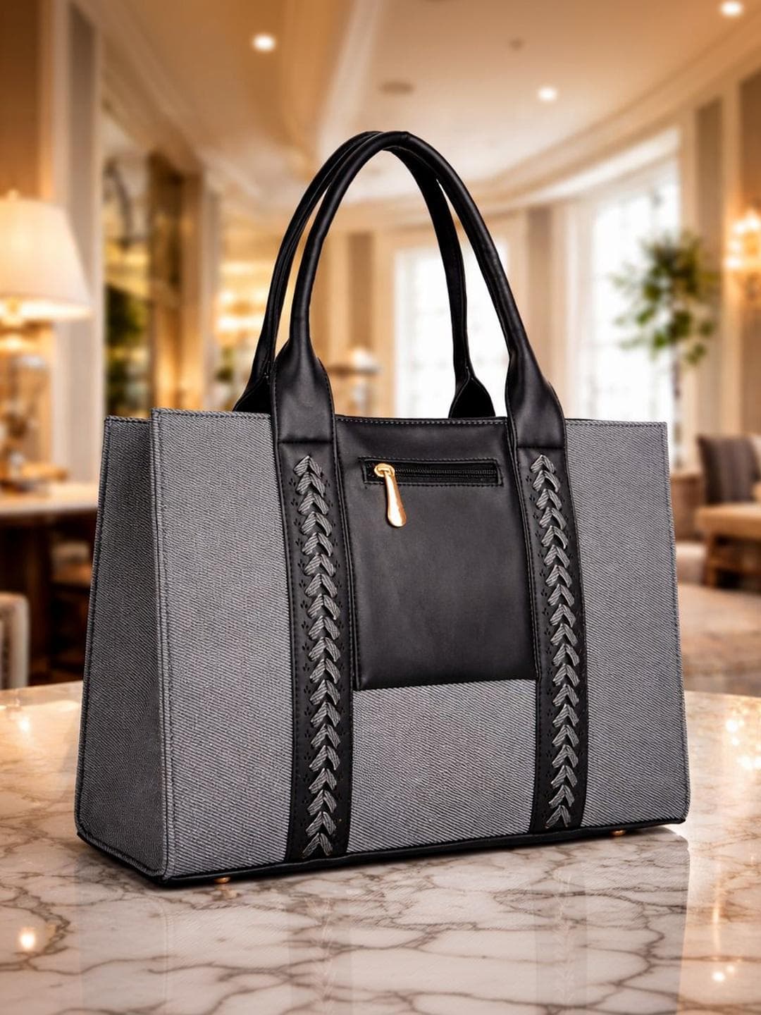 ROMOFY Textured Structured Tote Bag