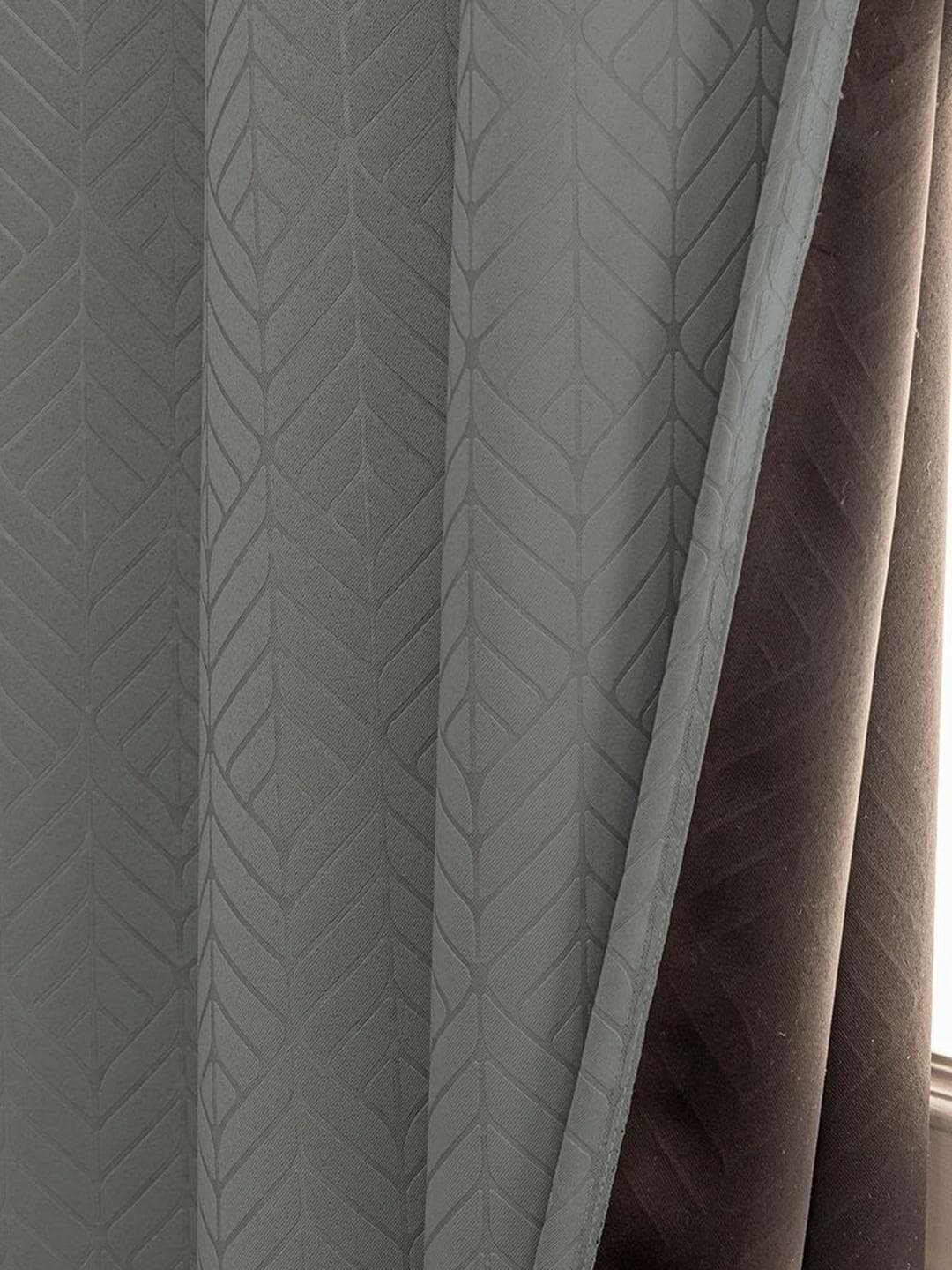Buy HOMEMONDE Blackout Self Design Polyester Eyelet Door Curtain 7 Feet - - Home for Unisex