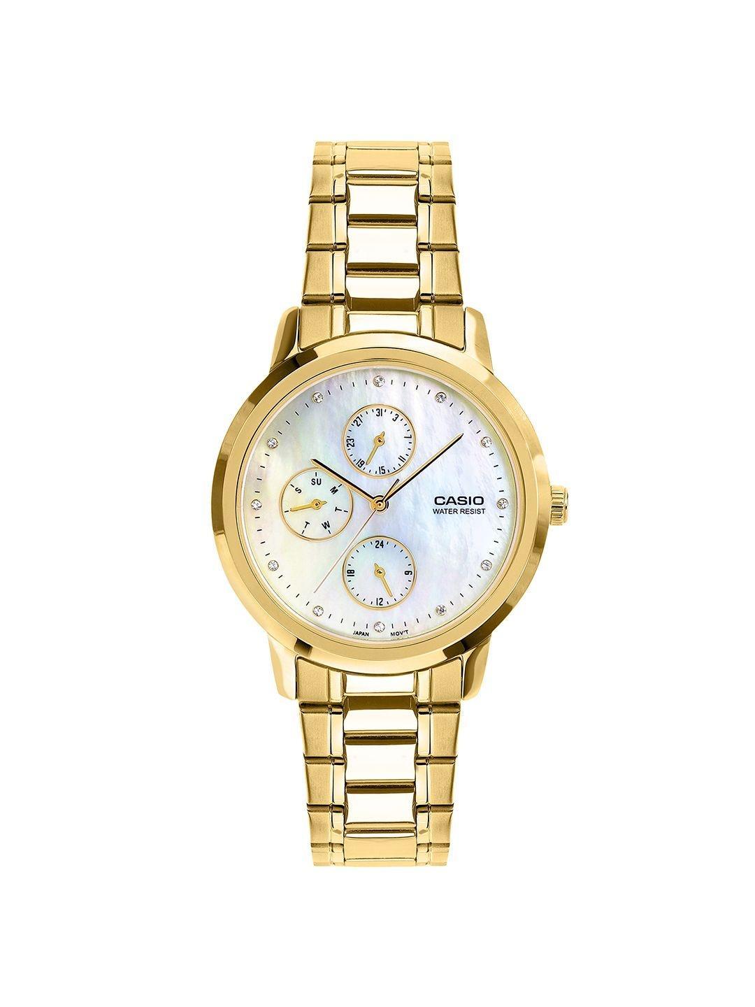 Buy CASIO Women Mother Of Pearl Dial & Stainless Steel Analogue Multiple Time Zone Watch - - Accessories for Women