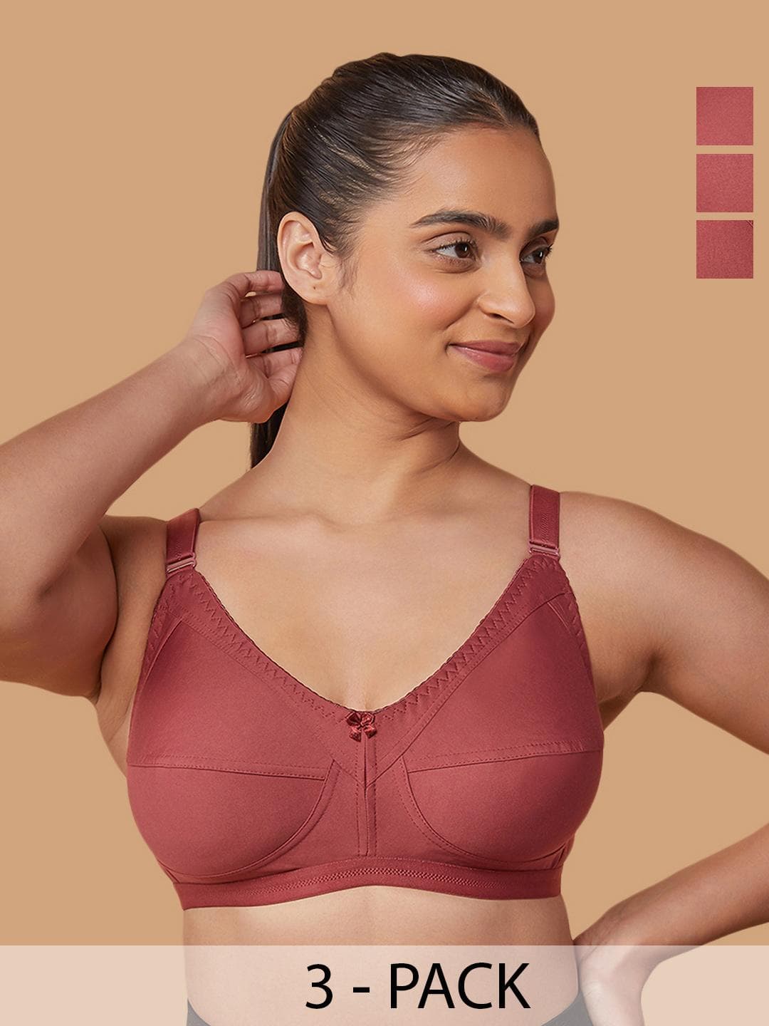 MAASHIE M307 Pack of 3 Non Padded Everyday Minimizer Bra WNE-WNE-WNE