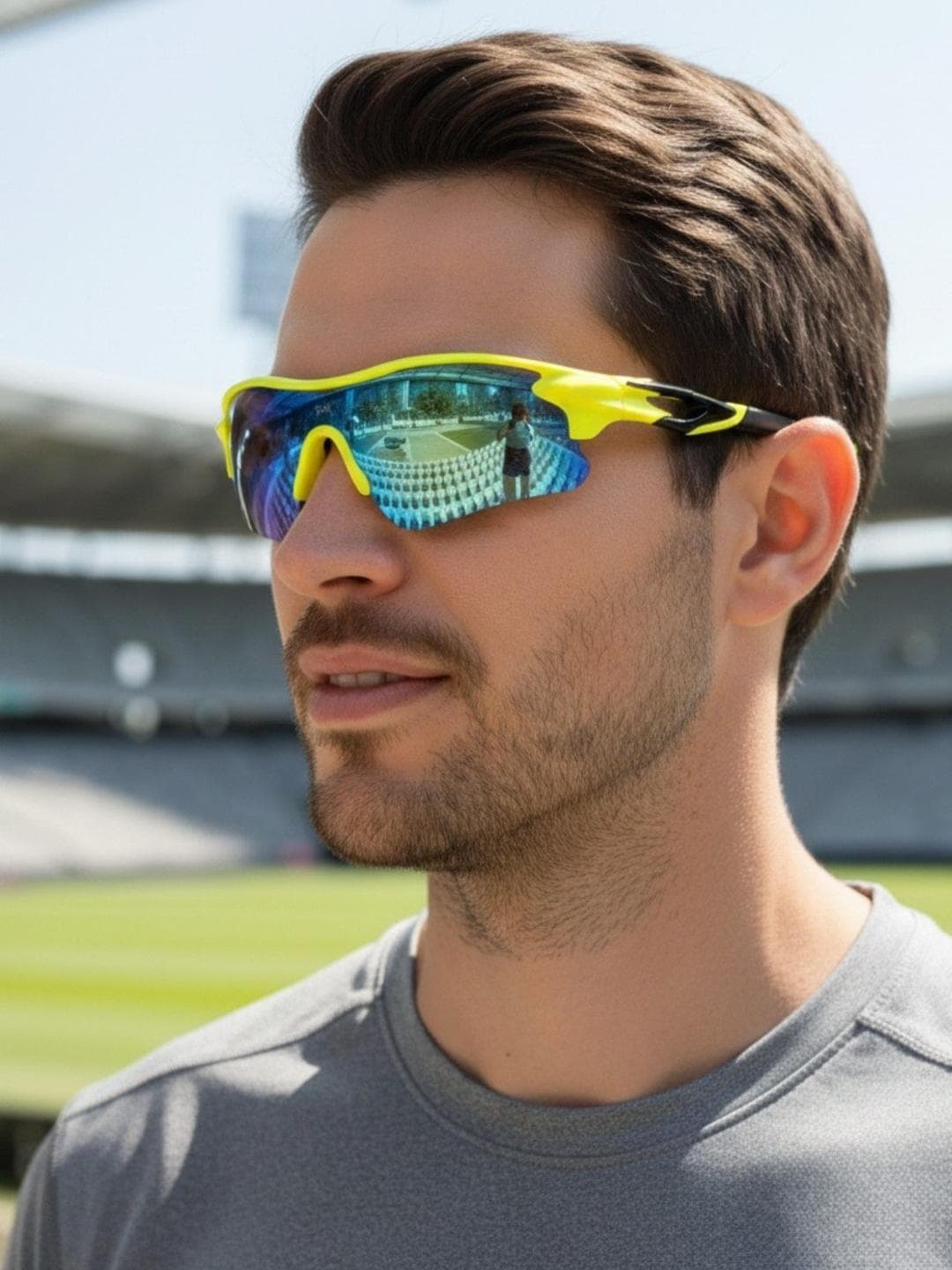 Buy GYNK Men Mirrored Lens & Yellow Sports Sunglasses With - - Accessories for Men