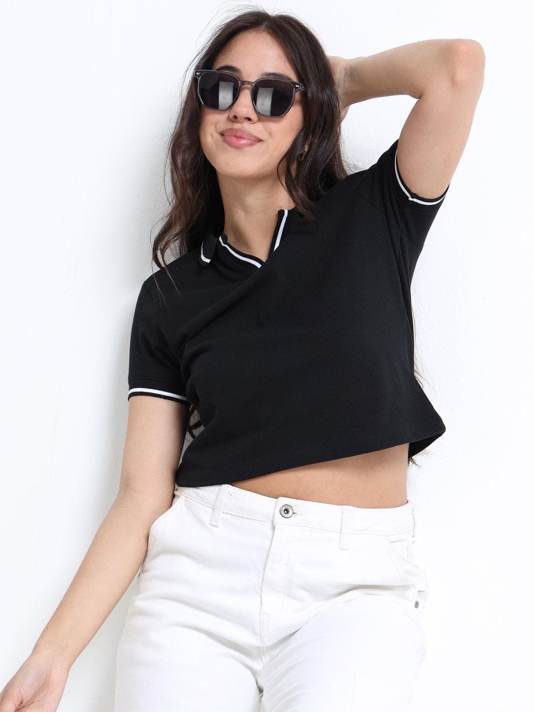 glitchez Women Polo Collar Slim Fit T-shirt