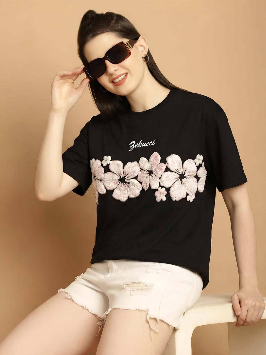 PTVIZE Women Floral Printed T-shirt