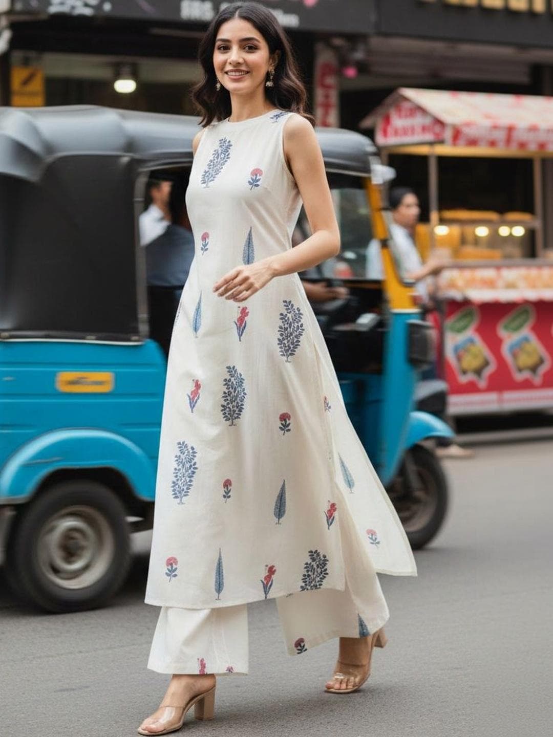 Keitra Women Printed Regular Pure Cotton Kurta with Palazzos