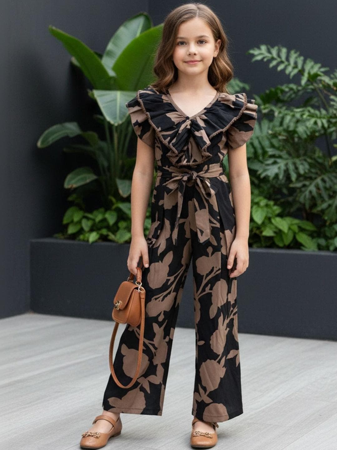 Cutiekins Girls Printed Basic Jumpsuit with Ruffles
