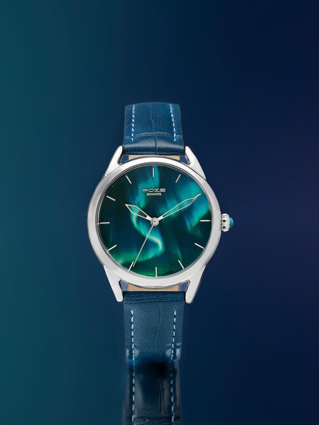 Buy Sonata Unisex Northern Lights Inspired Poze Quartz Analog Blue Dial Watch SP70100SL01W - - Accessories for Unisex