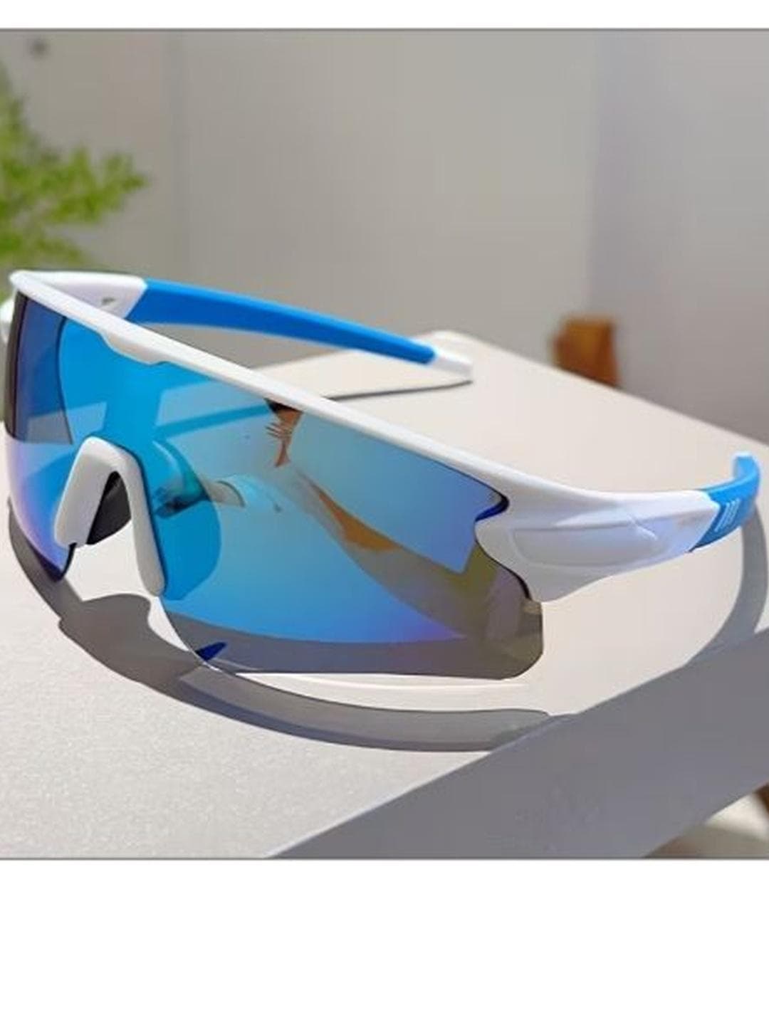 Artrue Unisex Blue Lens & White Sports Sunglasses with