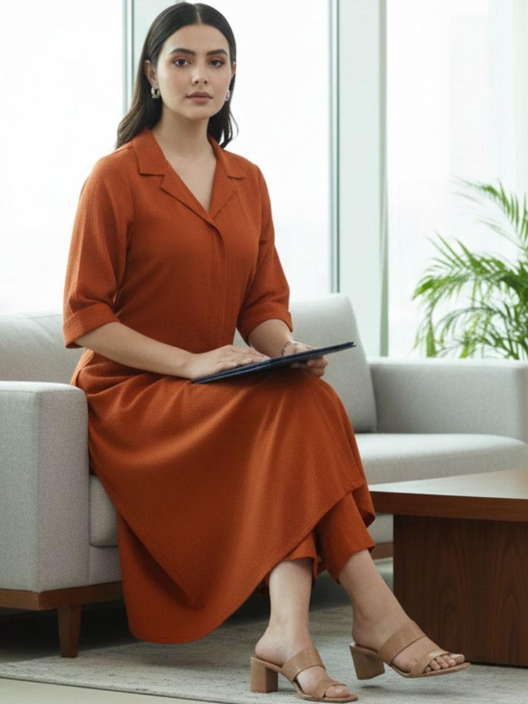 Varanga Women Regular Silk Crepe Kurta with Trousers