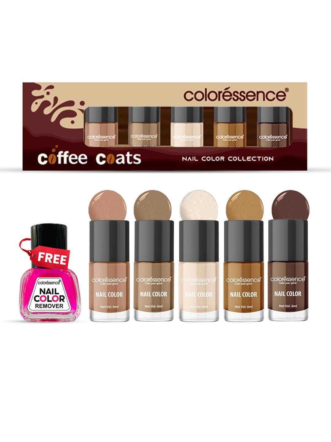 Buy Coloressence Set Of 6 Coffee Coats Quick Nail Color Collection 6ml Each - - Personal Care for Women