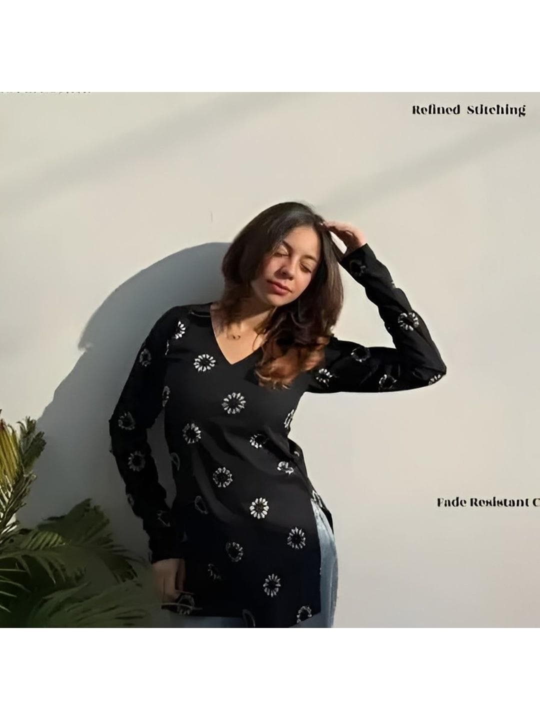 SAICHA Floral Printed V-Neck Kurti