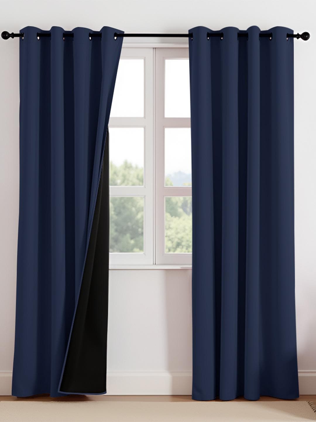 HOMEMONDE Set of 2 Blackout Solid Polyester Eyelet Door Curtains - 7 Feet