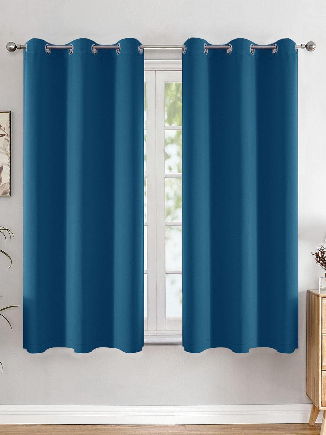 HOMEMONDE Blue Set of 2 Blackout Window Curtains