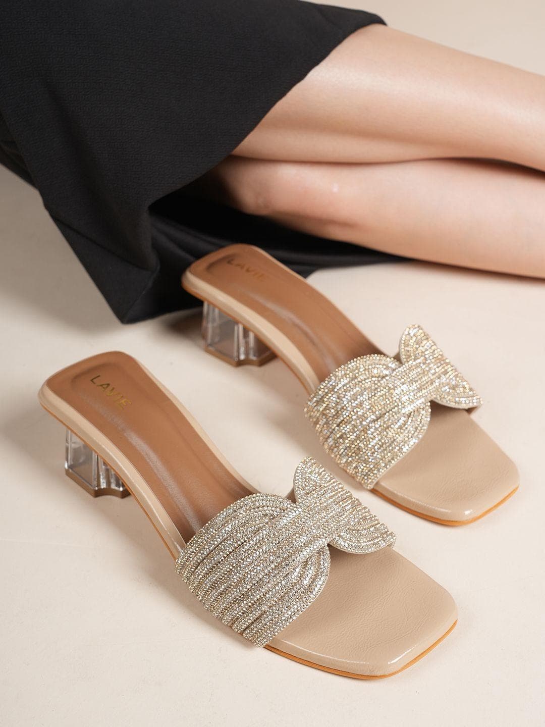 Lavie Embellished Party Block Sandals