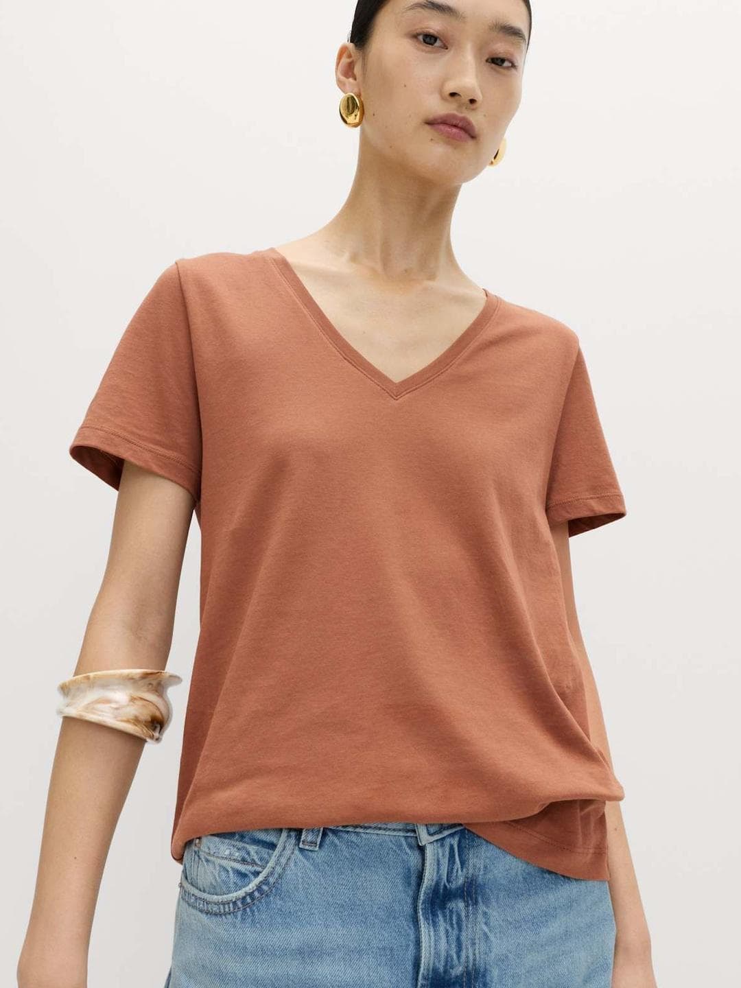 Marks & Spencer Pure Cotton V-Neck T-Shirt