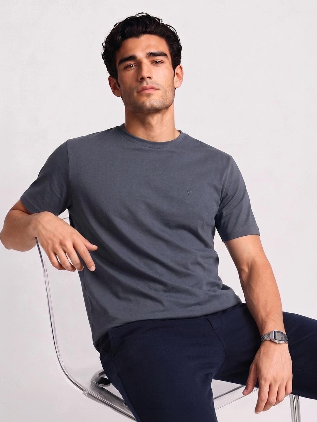 Buy Van Heusen Men Cotton Crew Neck Regular Fit Short Sleeves Soft Breathable Lounge Tshirt - - Apparel for Men