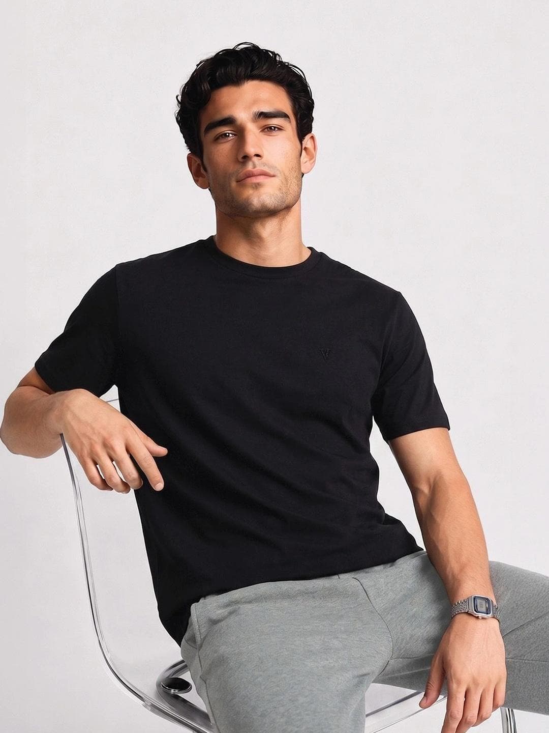Buy Van Heusen Men Cotton Crew Neck Solid Regular Fit Short Sleeves Lounge Tshirt - - Apparel for Men