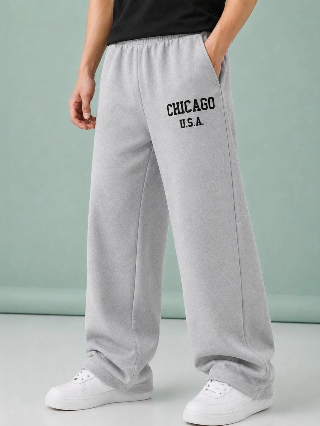 TEDWOODS Men Typography Wide Leg Nylon Casual Track Pants