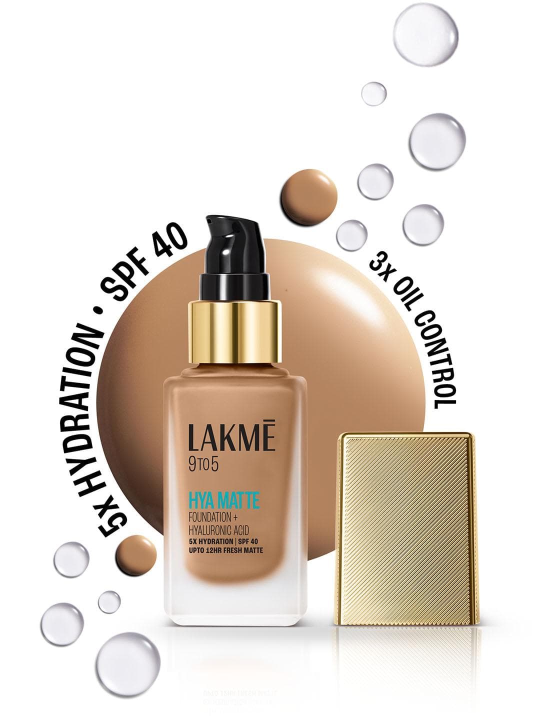 Buy Lakme 9to5 Hya Matte Foundation With Hyaluronic Acid & SPF40 25ml Cool Tan C280 - - Personal Care for Women