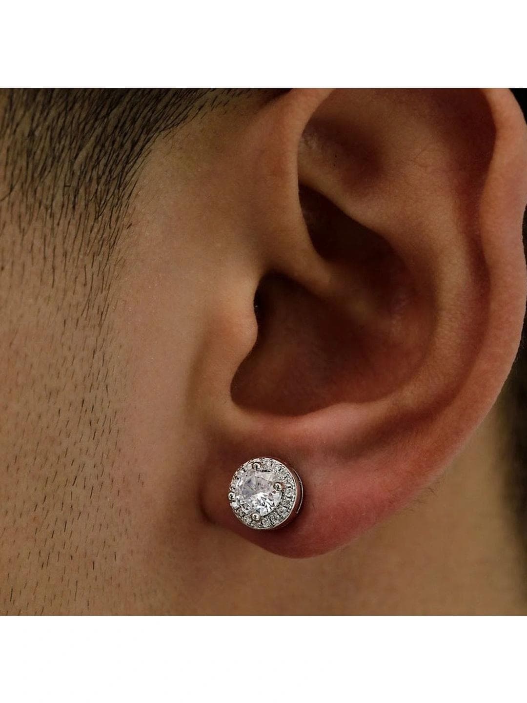 SALTY Men Silver-Plated Stainless Steel Circular Shaped Stud Earrings