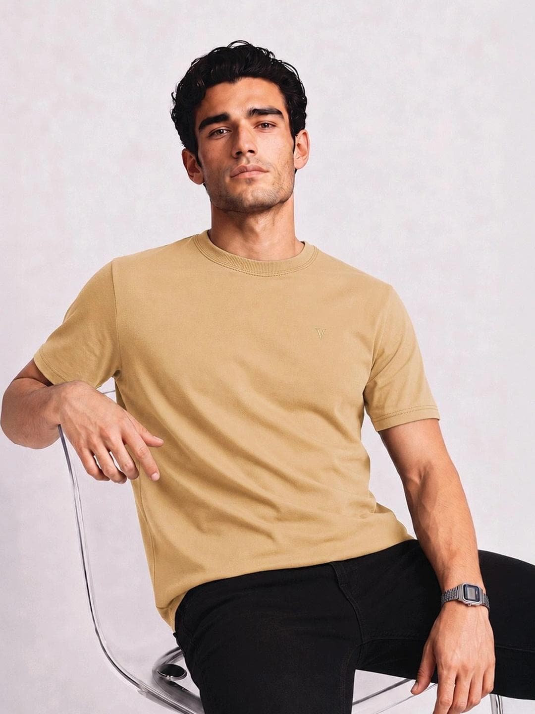 Buy Van Heusen Innerwear Cotton Crew Neck Solid Short Sleeves Soft Breathable Lounge Tshirts - - Apparel for Men