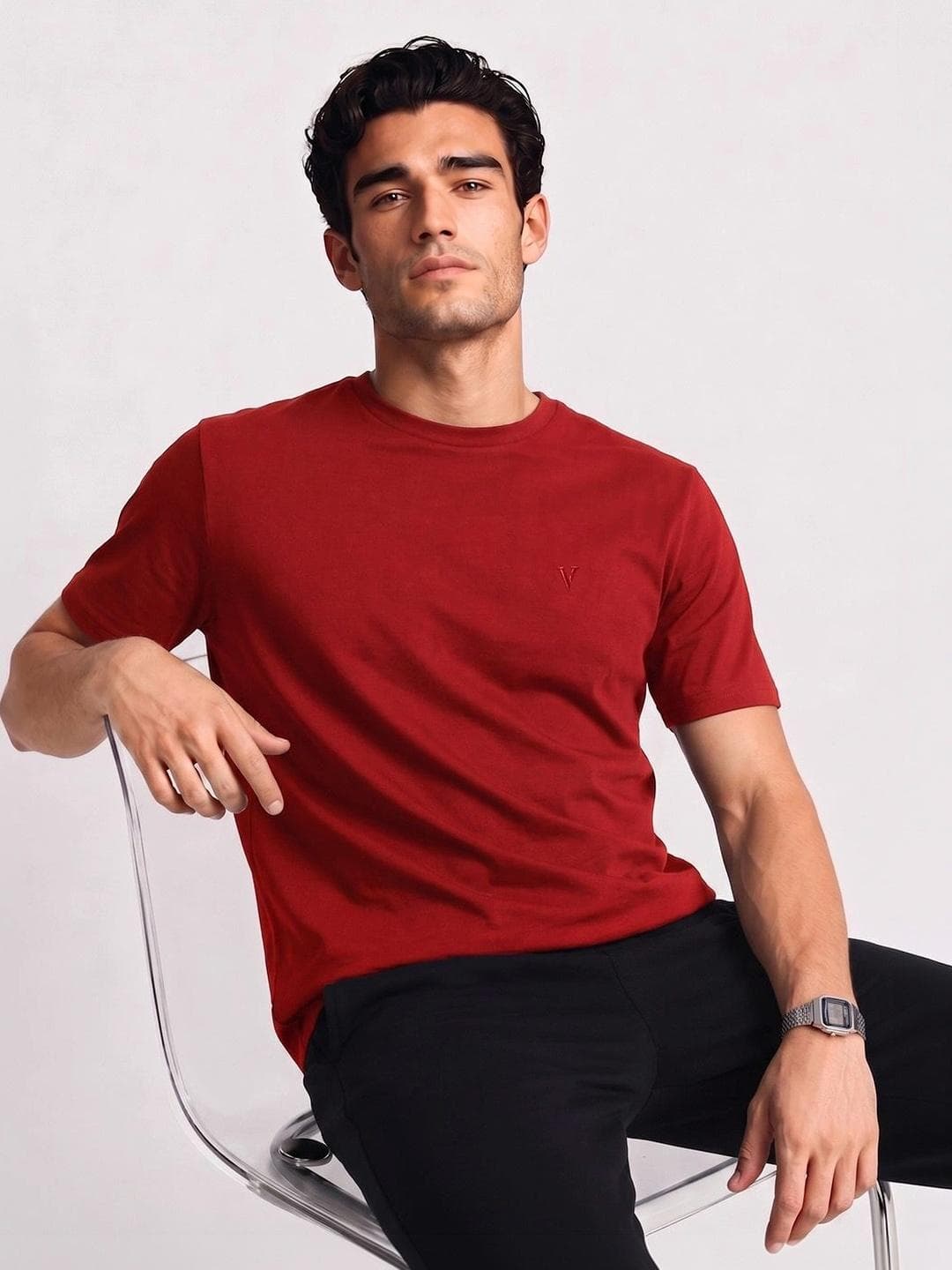 Buy Van Heusen Men Cotton Crew Neck Solid Regular Fit Short Sleeves Lounge Tshirt - - Apparel for Men