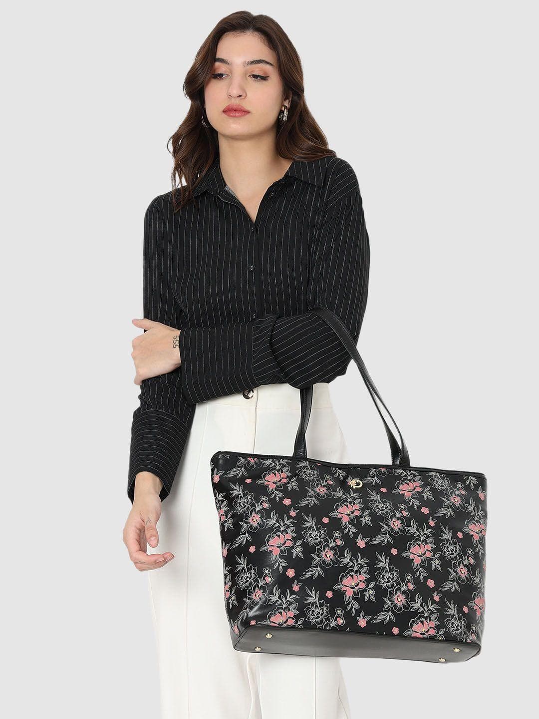 Caprese Snow Women Black Large Tote Bag