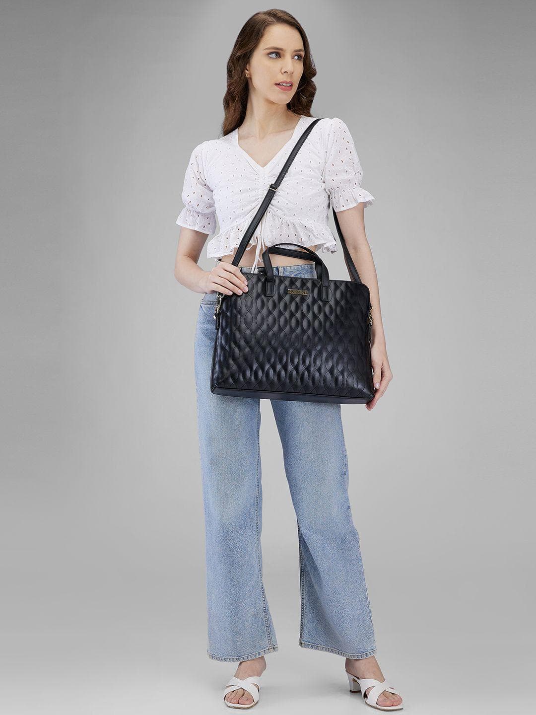 Caprese Women Quilted Textured Laptop Bag