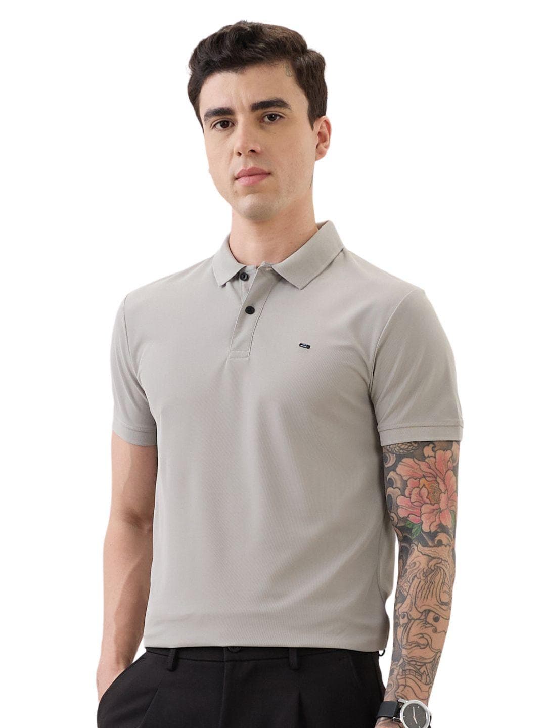 nostrum Men Polo Collar Pockets Slim Fit T-shirt