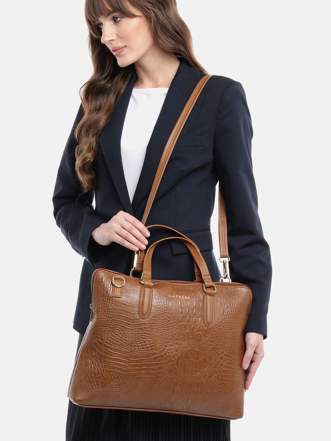 Caprese Flix Women Tan Medium Laptop Bag