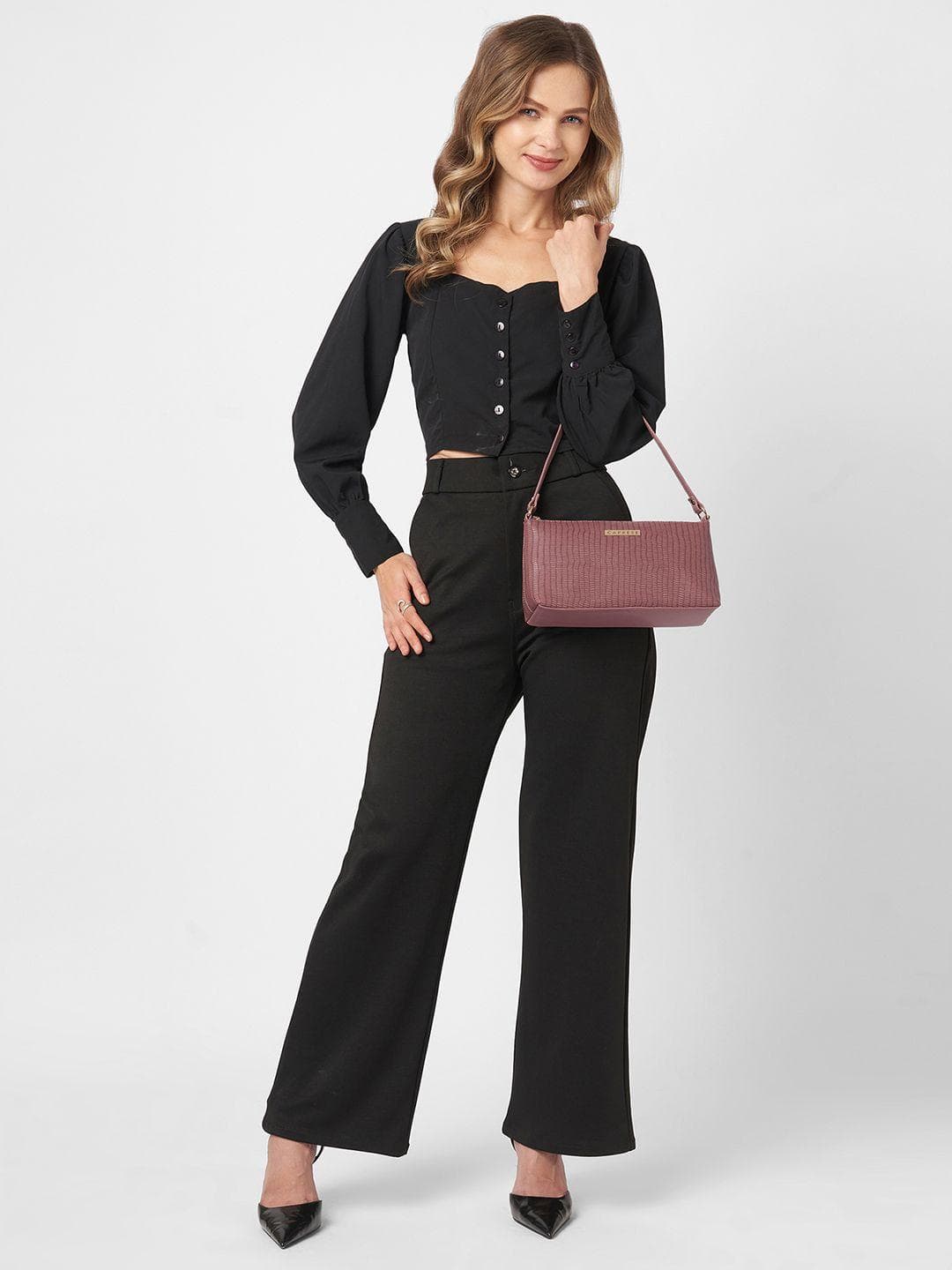 Caprese Textured Baguette Bag