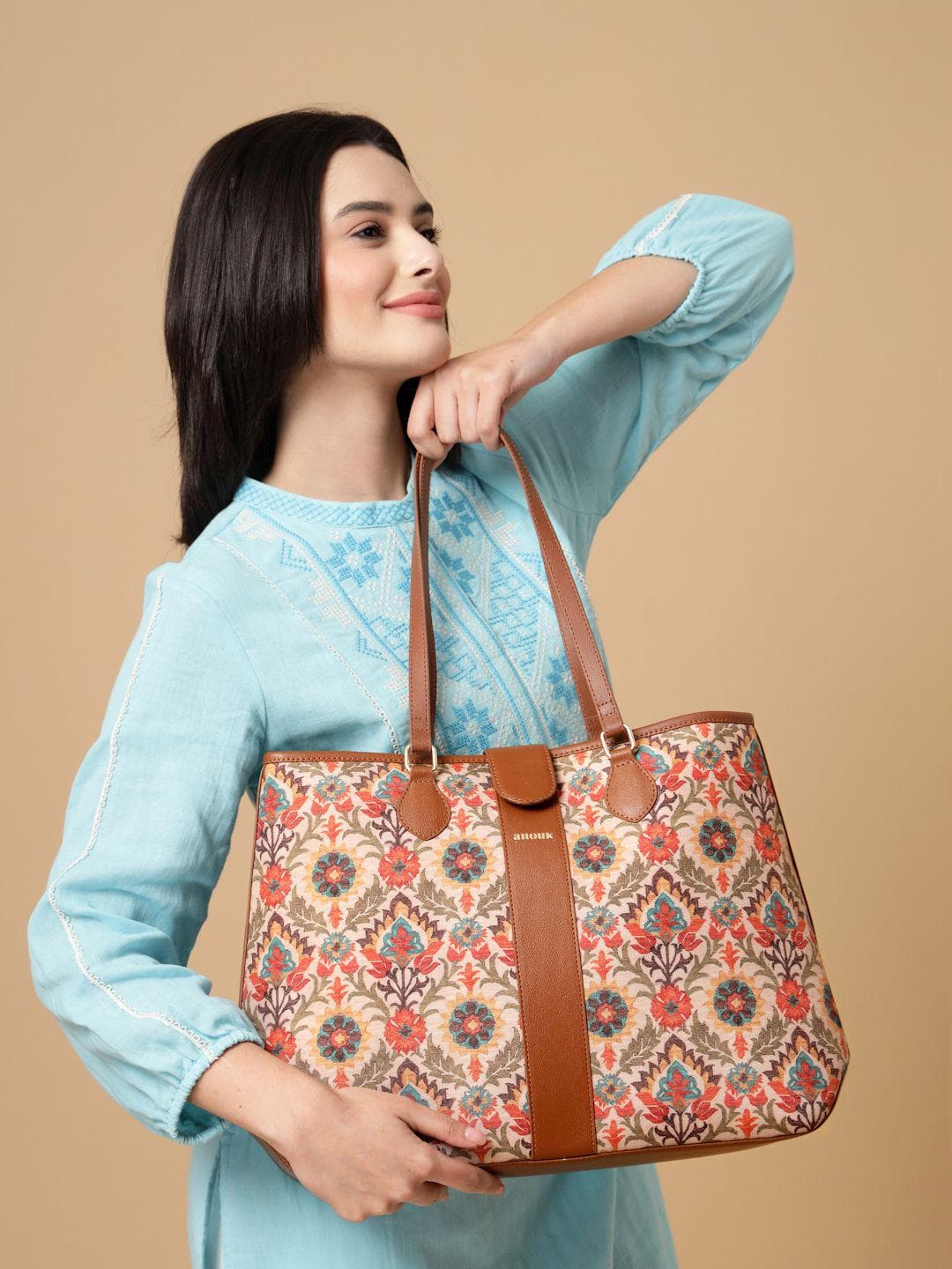 Buy Anouk Floral Printed PU Shopper Tote Bag - - Accessories for Women
