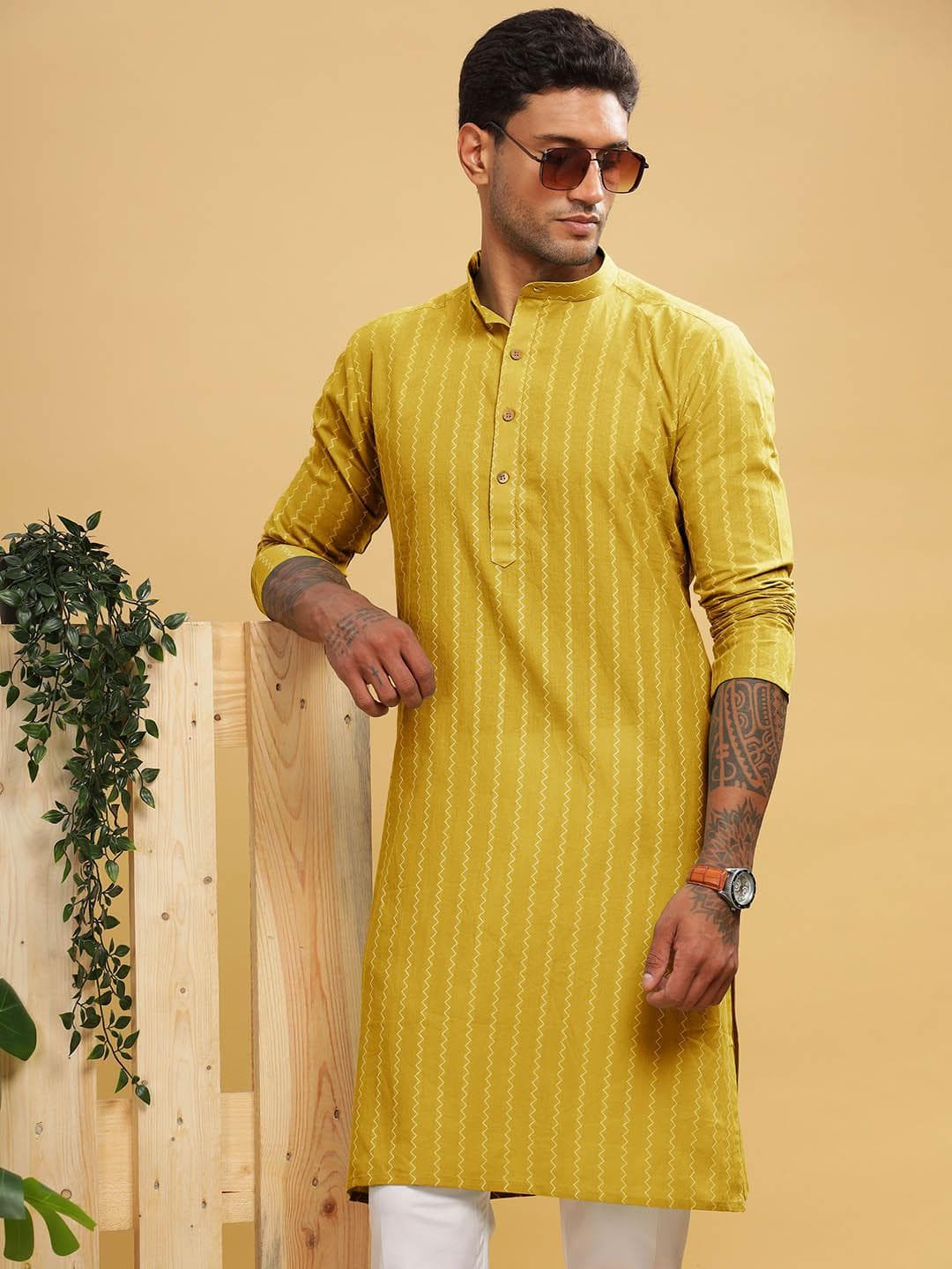 Anouk Pure Cotton Self Pattern Knee Length Kurta