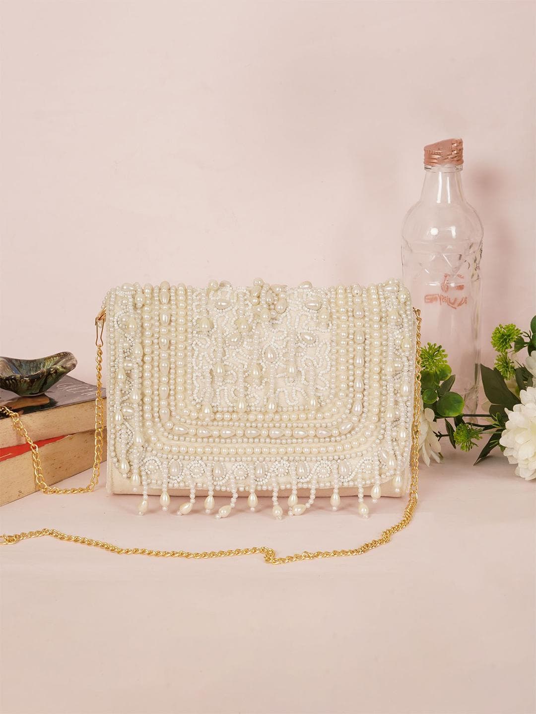 Buy Anouk Embroidered Box Clutch With Shoulder Strap - - Accessories for Women