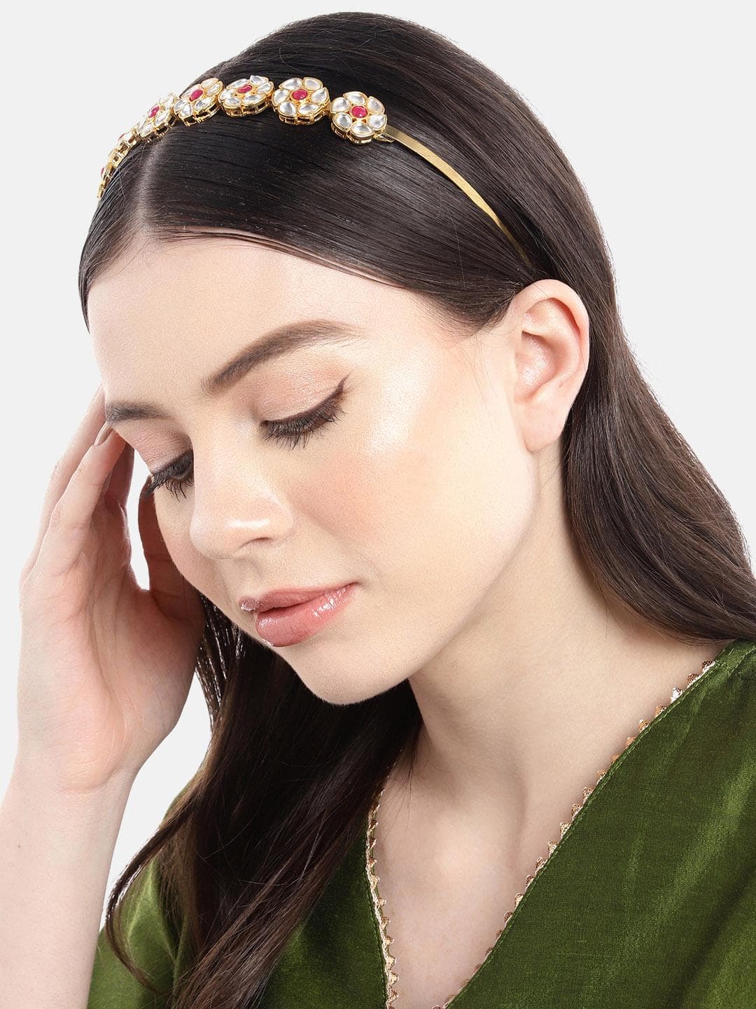 Anouk Women Gold-Plated Kundan Embellished Hairband