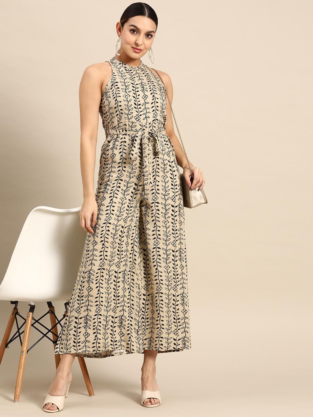 Anouk Printed Halter Neck Jumpsuit with Belt