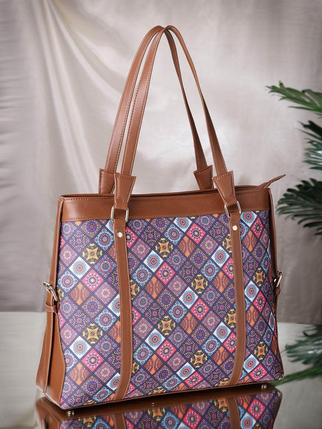 Anouk Up To 18 Inch Laptop Floral Printed Structured Handheld Bag