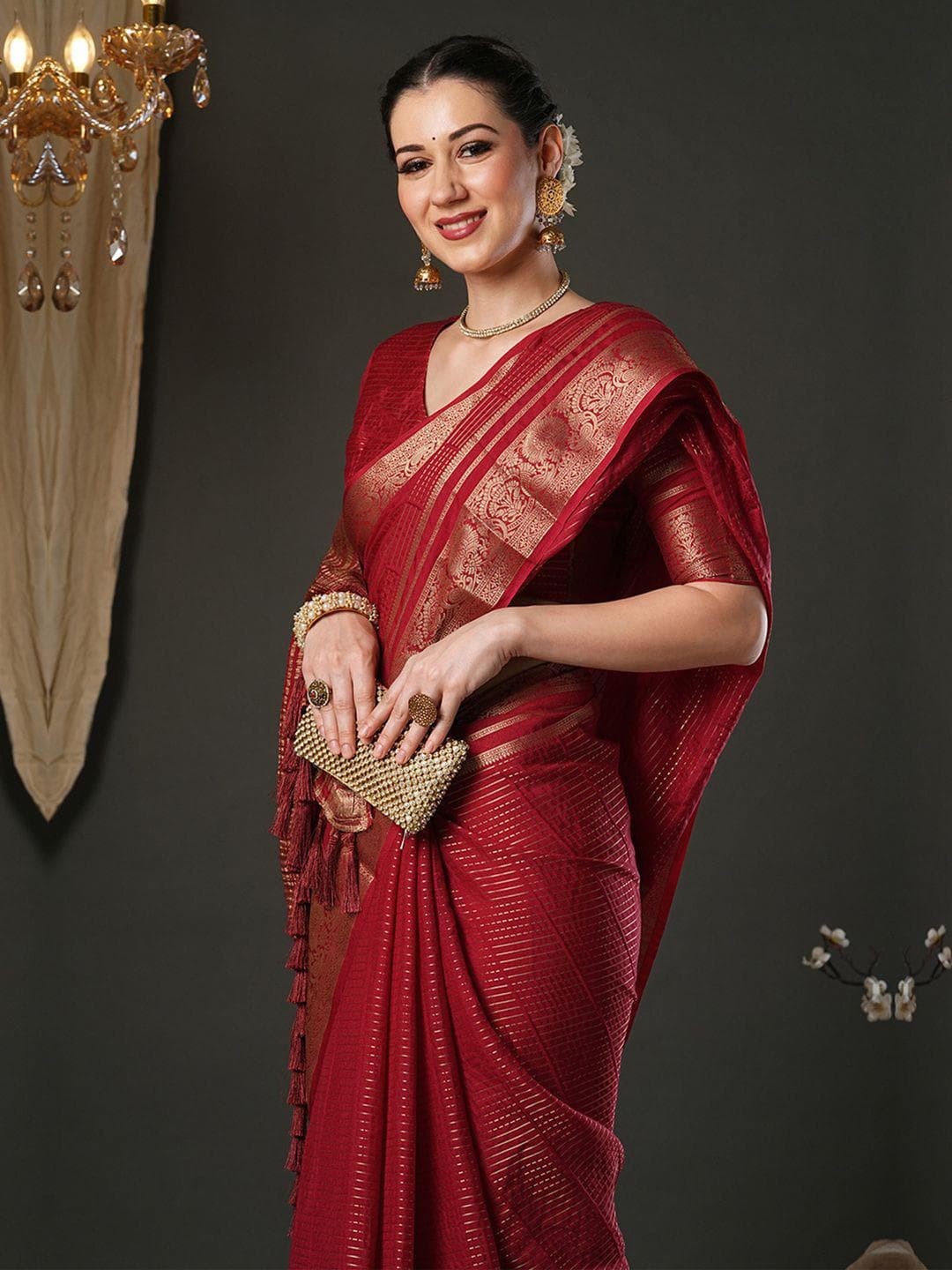 Anouk Leheriya Printed Woven Design Zari Banarasi Saree