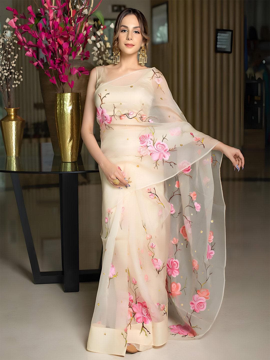 Anouk Floral Organza Saree