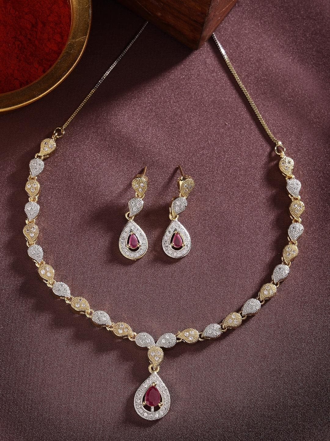 Buy Anouk Gold Plated AD Studded Necklace & Earrings - - Accessories for Women